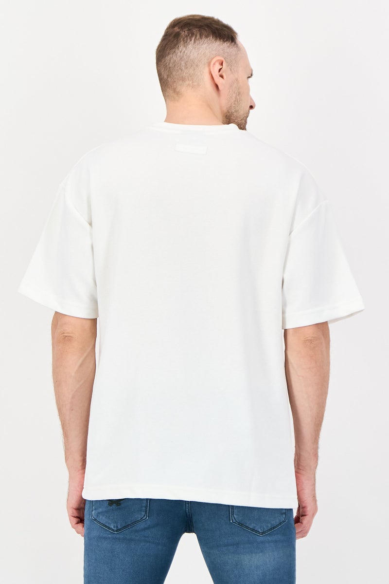 Bench Men Crew Neck Short Sleeve Brand Logo T-Shirt, White - Image 3